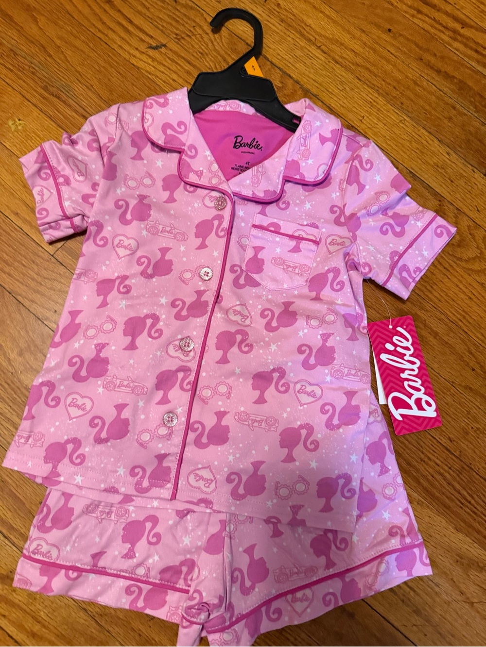 Barbie Pink Short-Sleeve Pajama Set with Logo Print